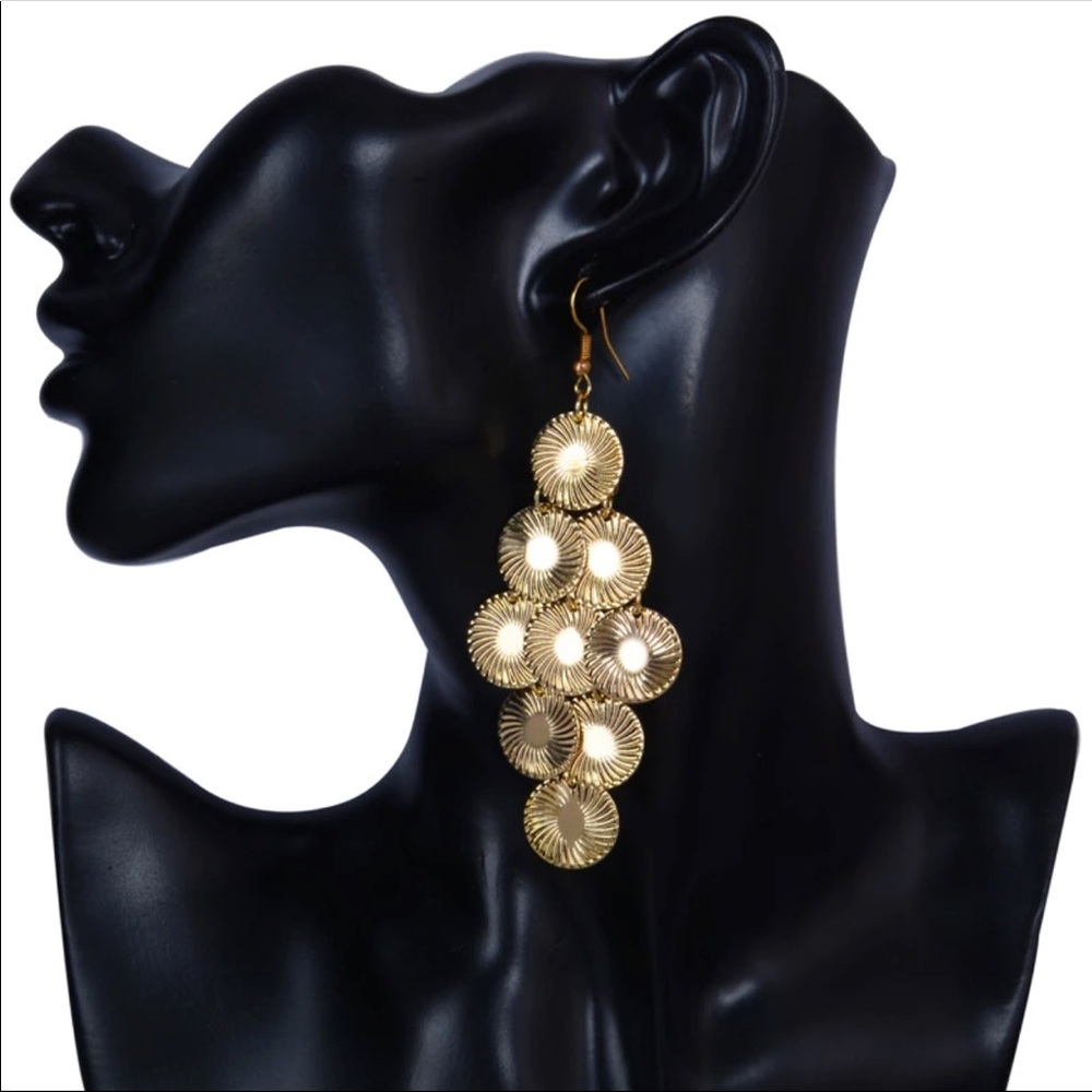 🔴 3/30$ Gold Dangle Earrings Bohemian Statement